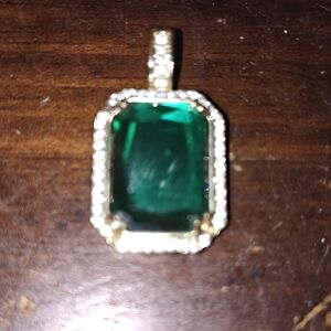 Emerald Green Pendant with Gold Accents